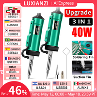 LUXIANZI 40W Desoldering Machine 2IN1 Electric Soldering Iron Suction Tin Sucker Vacuum Gun Hand Welding Tool Desoldering Pump