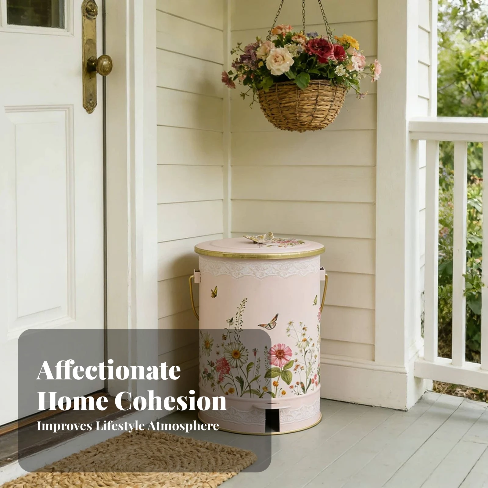 

Step Pedal Trash Can Side Handles Round Lid Lidded Metal Trash Can Home Storage for Outdoor