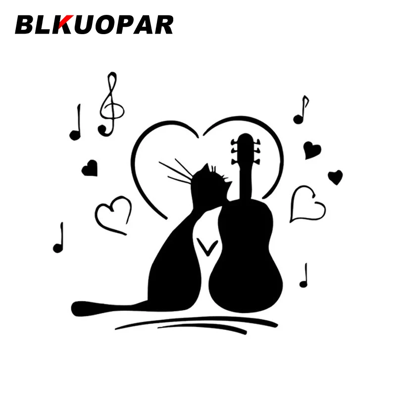 

BLKUOPAR Cat and Guitar Car Stickers Creative Animal Decal Scratch-Proof Die Cut Trunk Refrigerator Car Door Protector