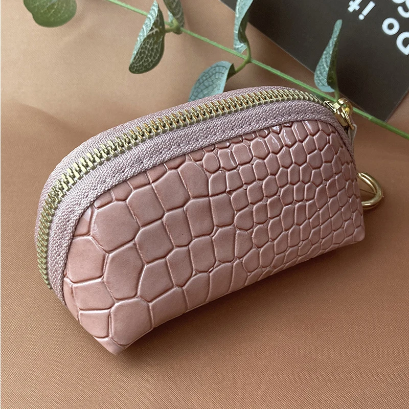 PU Leather Coin Purse Fashion Large-capacity Pendant Bag Simple Men Women Key Holder Portable Clutch Bag With Golden Zipper Hot