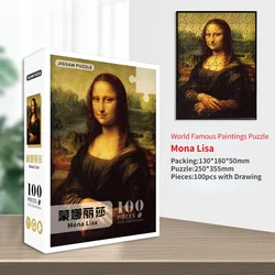 MaxRenard 100 Pieces Jigsaw Puzzles 25*35.5cm Da Vinci Mona Lisa Paper Assembling Painting Art Toys Gifts