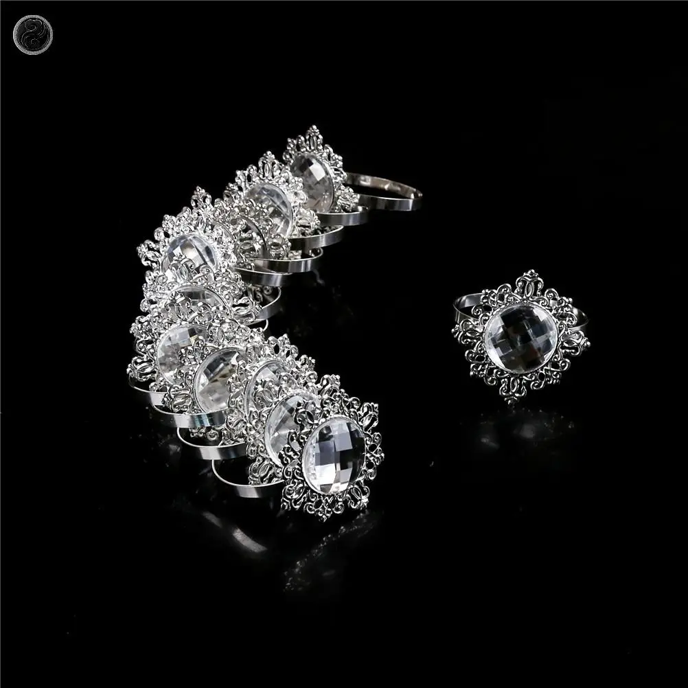 12pcs Diamond Designed Napkin Ring Paper Holder Dinner Party Wedding Banquet Table Decor Napkin Holders