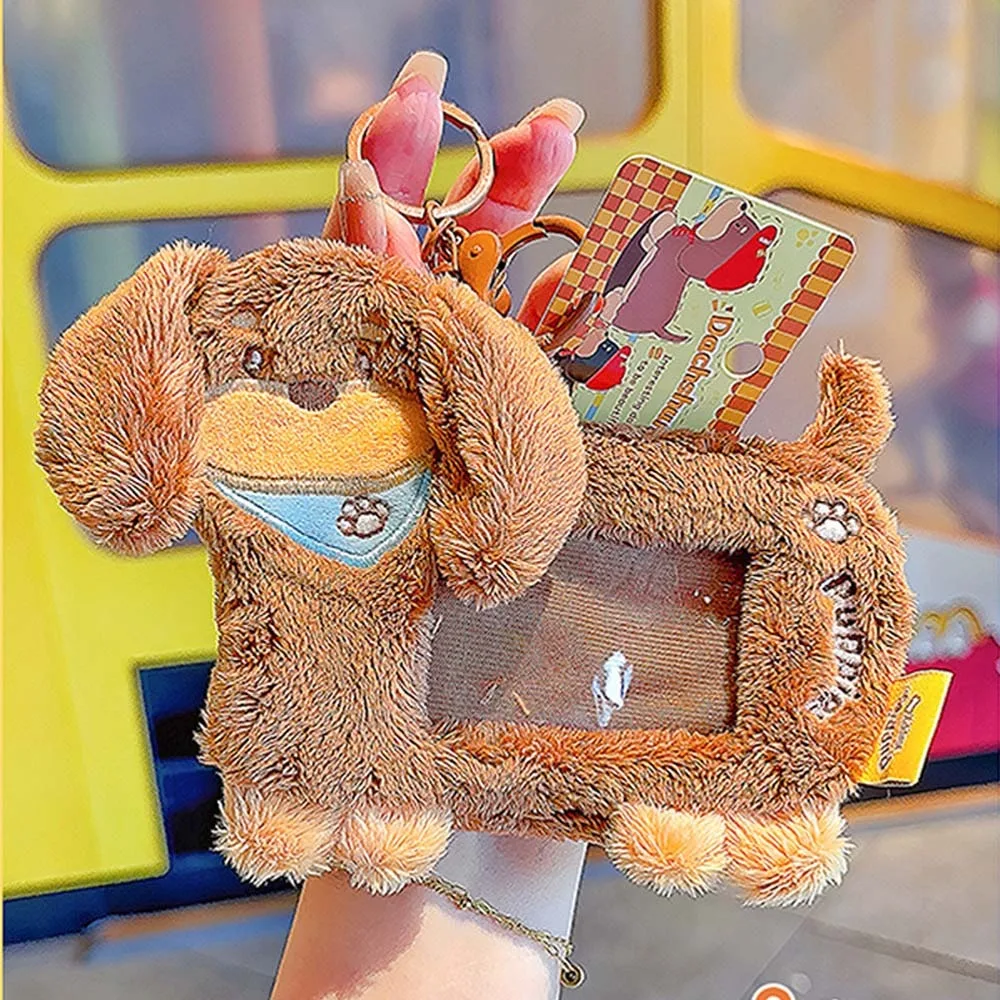 

Kawaii Transparent Dachshunds Card Cover PP Cotton PVC Sausage Dog Card Holder Doll Bell Cartoon Animal Photocard Holder Girl