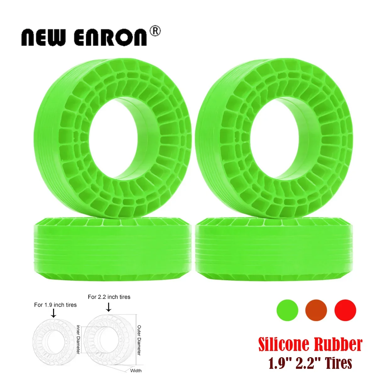 INJORA Mousse d'insertion en caoutchouc de silicone pour pneus 146-149 mm (5,75 OD) 2,2  26