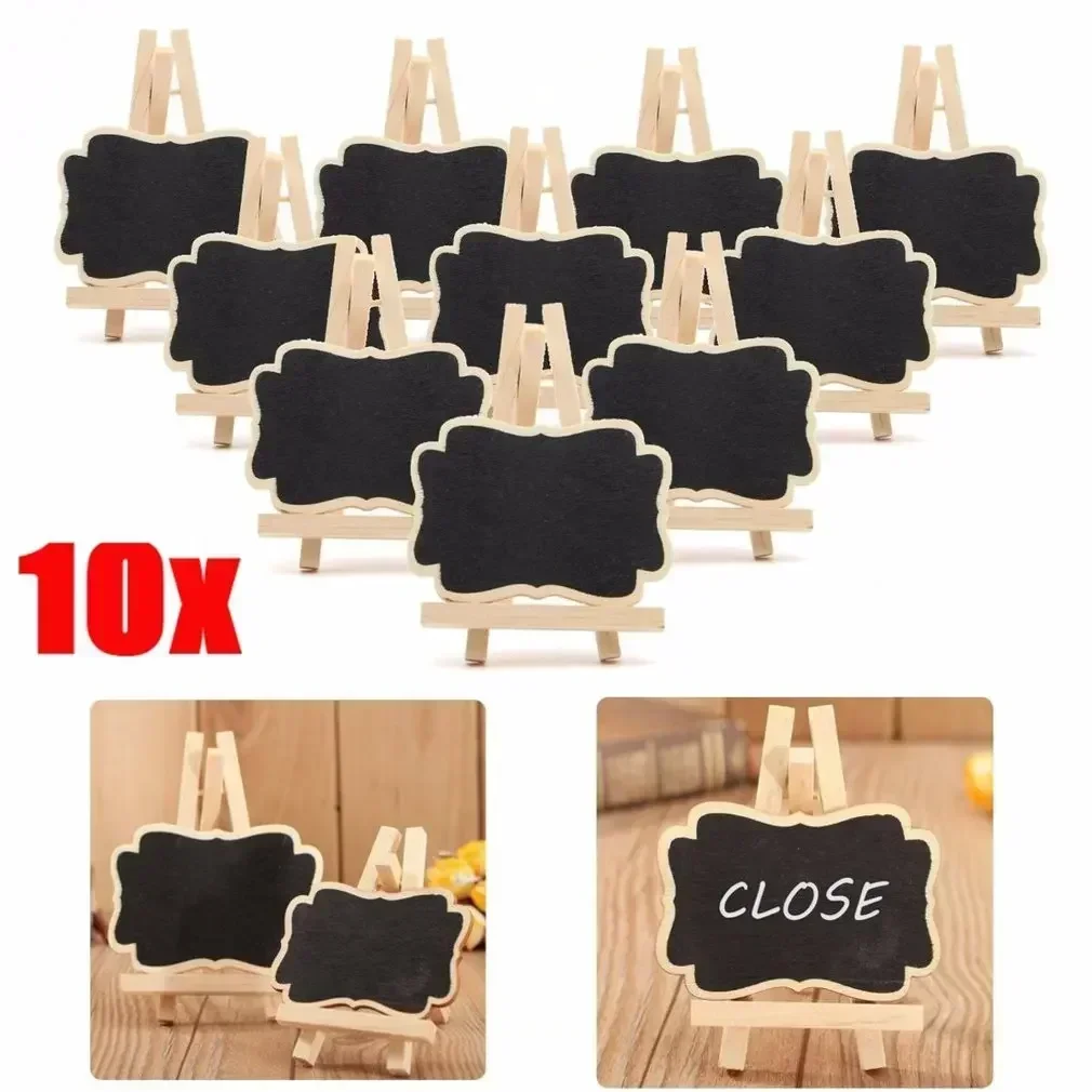 

10pcs Mini Lace shape Chalkboards with Support Message Board Signs Table Place Card Signs for Home Birthday Wedding Party