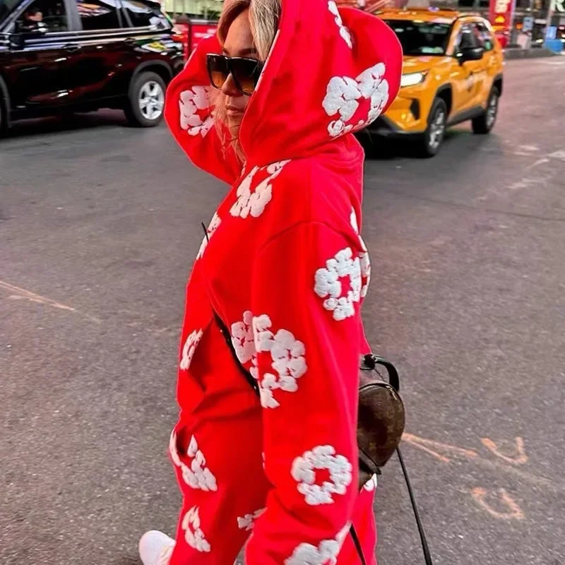 فضفاض المجهزة هوديي البلوز الشارع الشهير طباعة للجنسين مجموعة الشارع سلسلة مريحة الرجال النساء هوديي البلوز كومبو