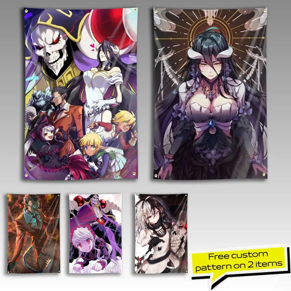 Ainz Ooal Gown Anime O-Overlord Flag Tapestry Banner for Bedroom Living Room Outdoor Camping Custom Supported