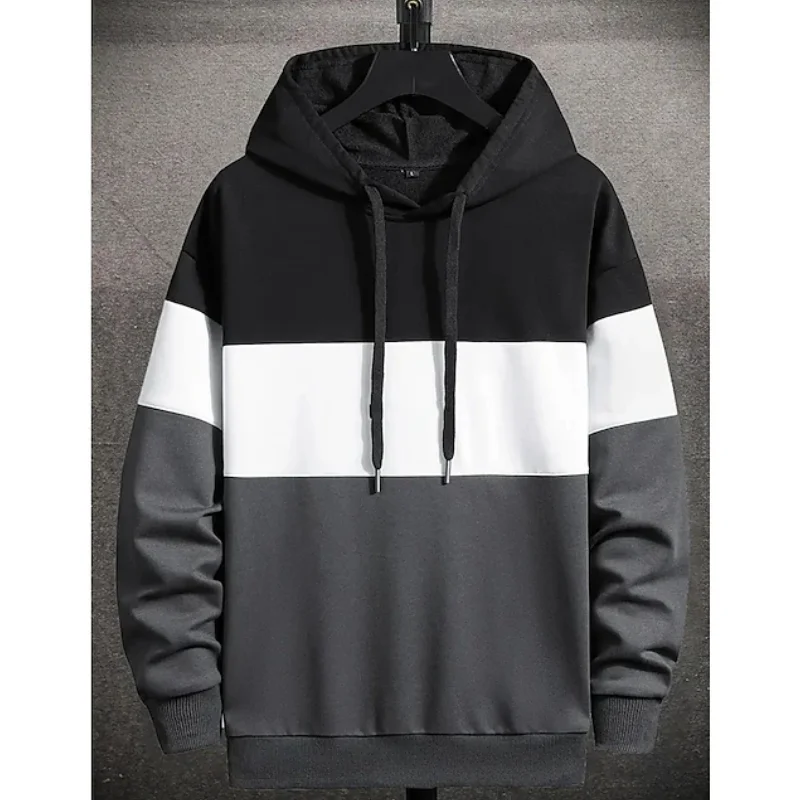Men's Hoodies Fashion 3D Color Block Print Sweatshirts For Men Casual Simple Style Oversized Pullover Autumn and Winter Clothing