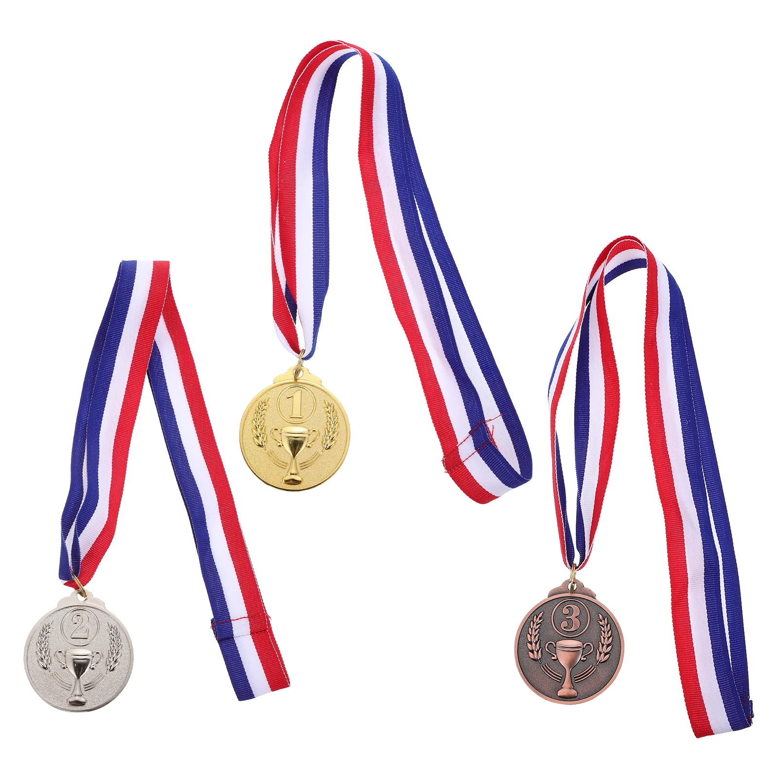 

3 Pcs Metallic Ribbon The Medal Sports Competition Necklace Award Winner Medals