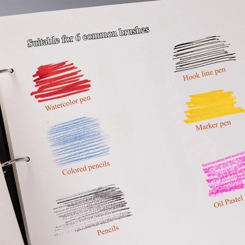A4 Loose-leaf Sketchbook 60 Sheets/120 Pages 160gsm Thickened Paper Removable Colored Pencils Marker Watercolor Outdoor Sketch