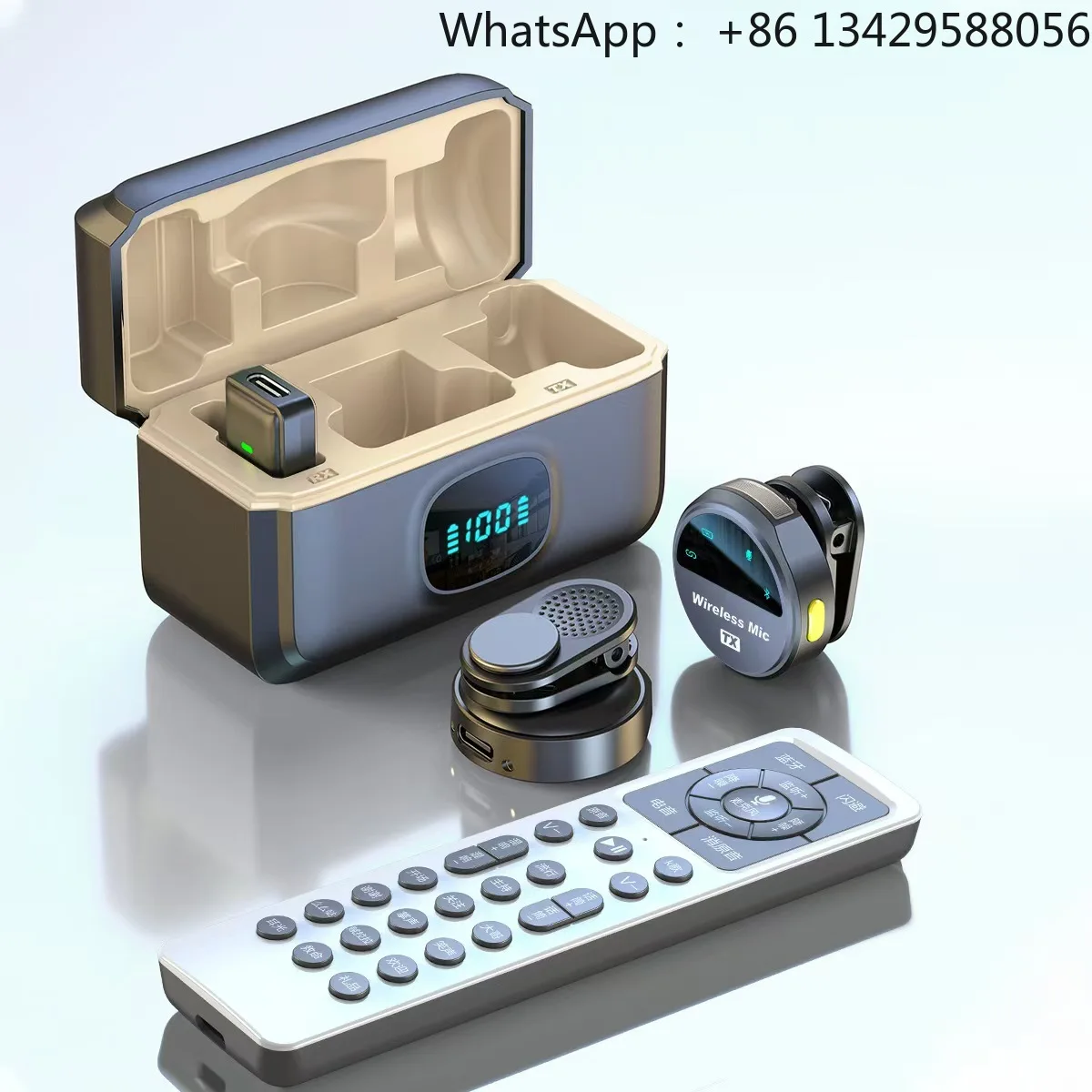 Magnetic Button Wireless Collar Microphone One-to-Two Connection Sound Card Digital Display for Musical Instrument Accessory