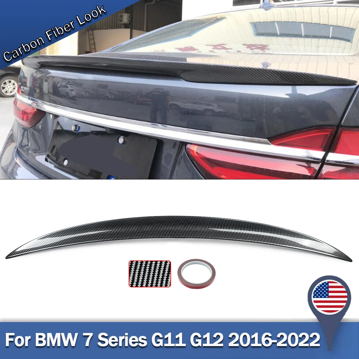 M Performance Style Rear Spoiler Lip for BMW 7 SERIES G11 G12 740i 750i 2016-2022 Carbon Look Rear Trunk Spoiler Wing MP Style