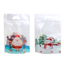 10/25pcs Christmas Snowman Transparent Candy Bag Gifts Cookie Baking Packaging Bags Xmas Winter Party Decoration New Year