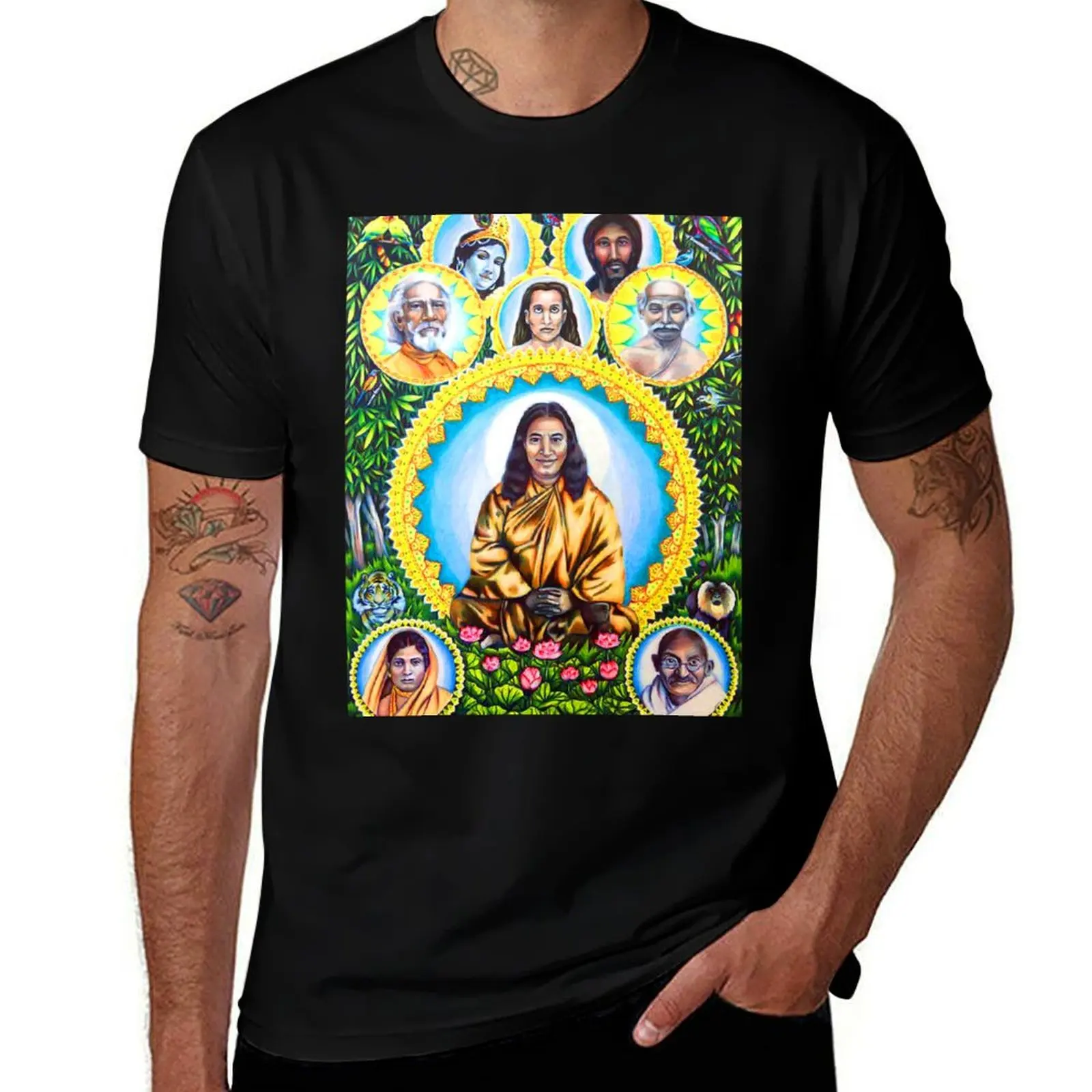 

for and t T-Shirt T-Shirt Masters man Paramahansa Jah shirt cotton Yogananda Arts Illustration shirt man t Sunny
