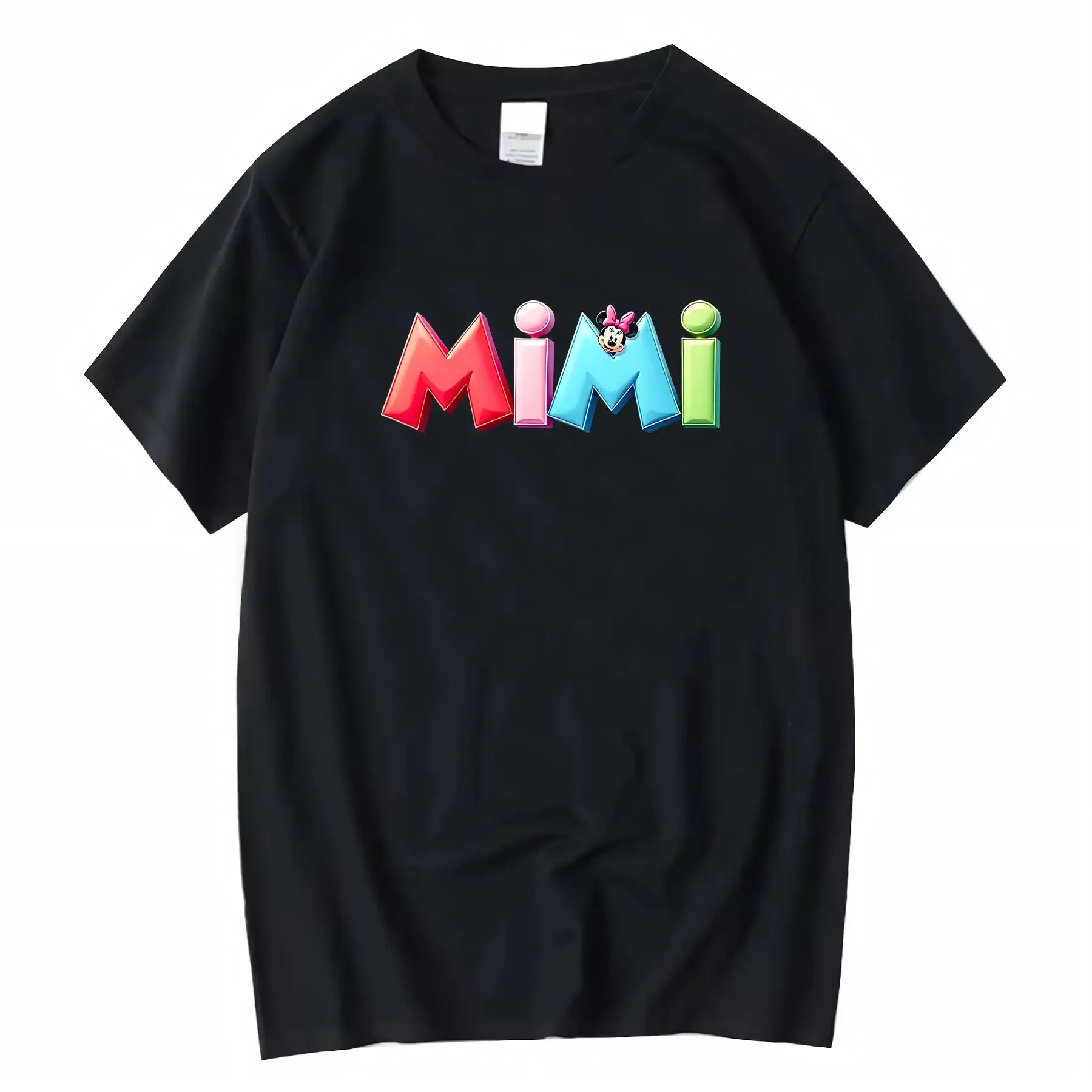 

Женская футболка с круглым вырезом из 100 хлопка с рисунком Минни Маус и разноцветным геометрическим принтом для комфортной посадки на все сезоны