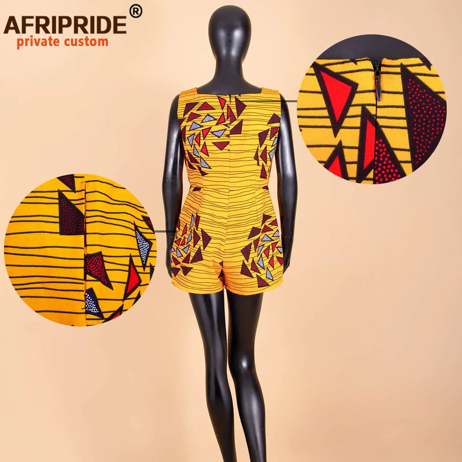 2026 African Fashion Playsuits for Women AFRIPRIDE Tailor Made Plus Size Prime Sleeveless Women Casual Cotton Playsuits A1929003