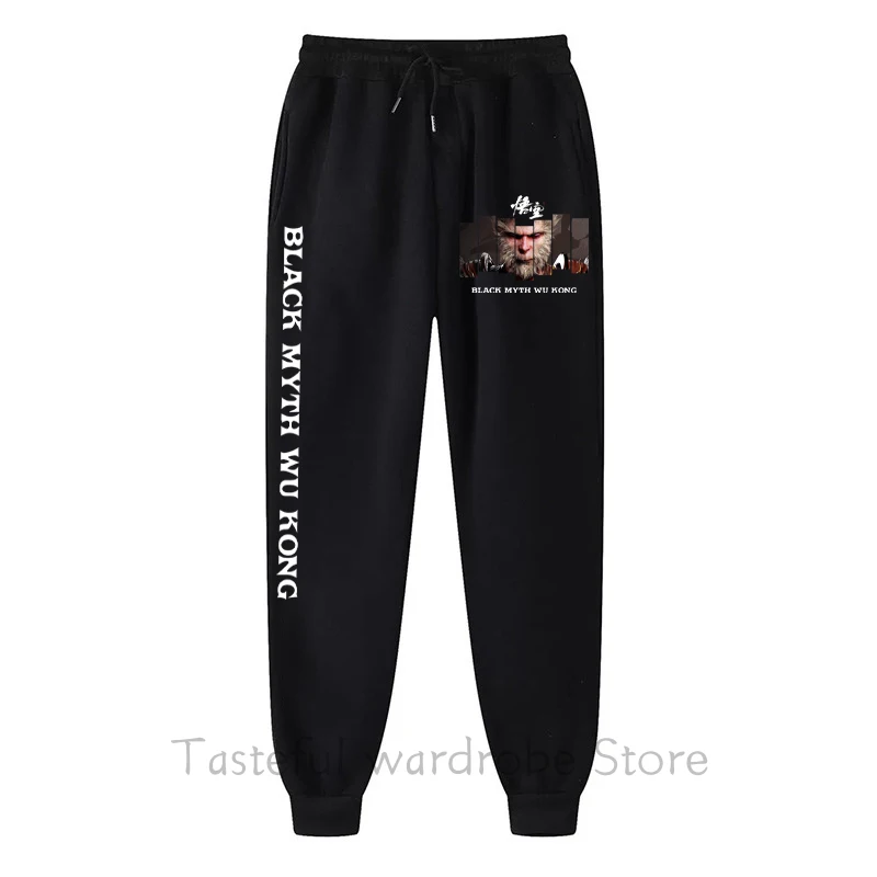 

Men's Black Myth Wukong Print Fleece Sweatpants Warm Jogging Pants Male Trousers Straight Trouse 2024 New Autumn Winter Unisex