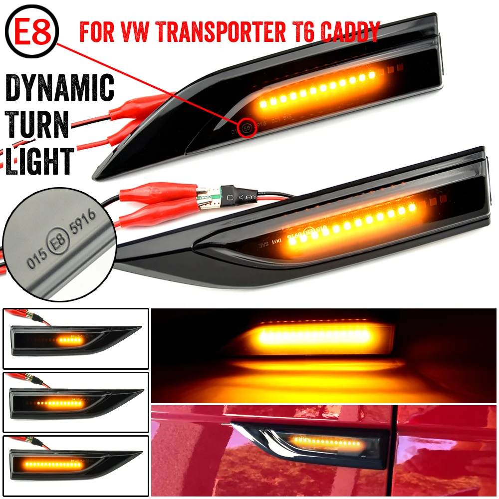 

Fit For VW Transporter T6 2015-2019 Pieces LED Dynamic Side Marker Turn Signal Light Flashing Indicator