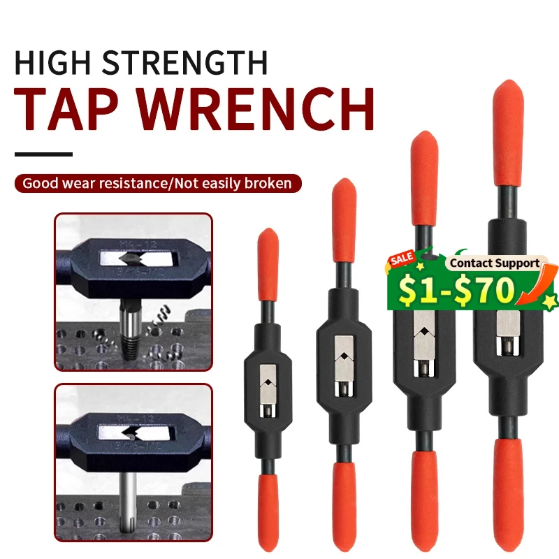 Hand Tap Wrench Screw Thread Metric Plug Tap Set Adjustable Tapping Device High Carbon Steel Clamp Tool M1-M8 M9-M27 M3 M4 M5 M6