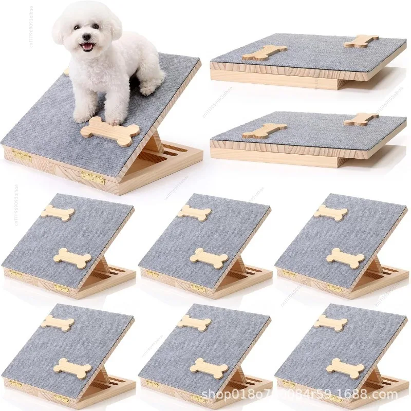 Adjustable Wooden Pet Stair Ramp, Portable Climbing Ladder for Dogs and Cats Indoor Use