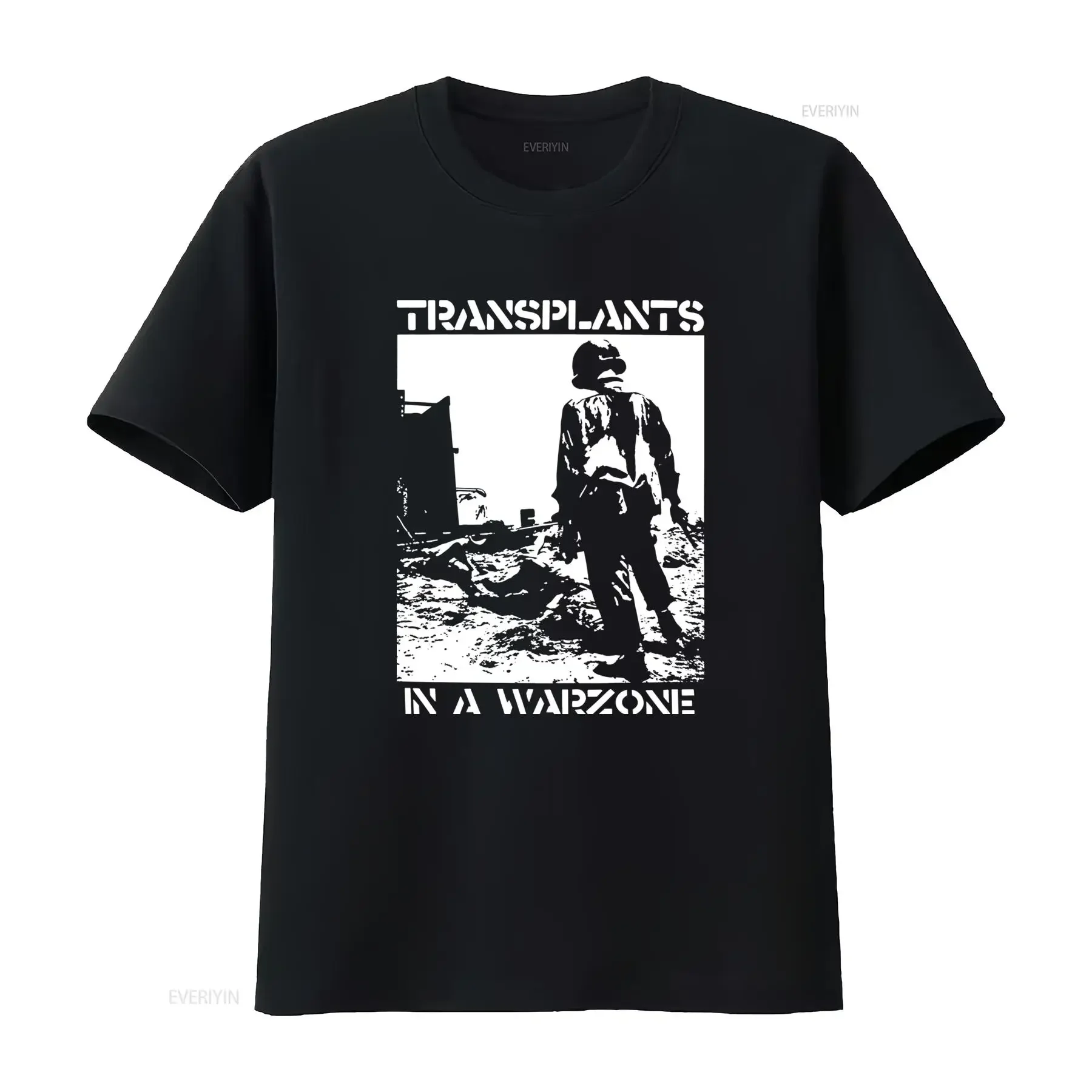 Vtg The TRANSPLANTS Band SOLDIER Cotton Black Full Size T Shirt Warzone Print Retro Style Comfortable Fit vintage Washed