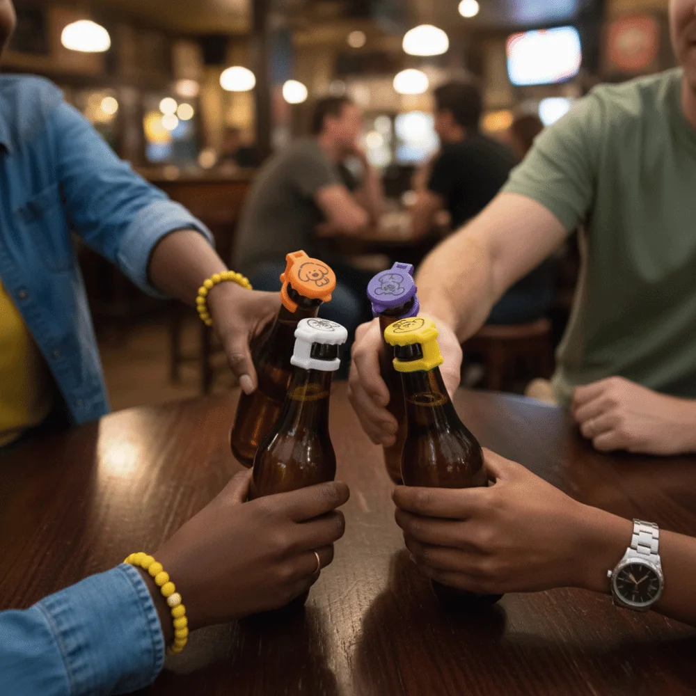 10pcs Reusable Bottle Neck Marker Mixed Color Plastic Beer Bottle Labels Bottle Cap Multi-functional Drink Markers