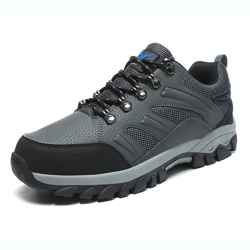 HIKEUP-Botines impermeables de cuero genuino para hombre y mujer, botas de nieve transpirables de goma, zapatos de seguridad para el trabajo, 36-48