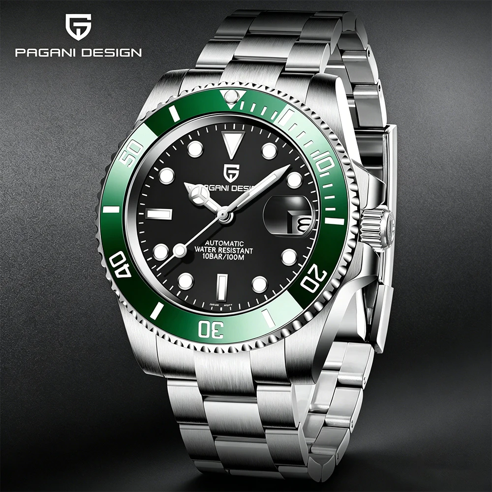 Reloj PAGANI DESIGN Water Ghost de 40 mm, Relojes Mecánicos Automáticos de Lujo, Cristal de Zafiro NH35, Reloj Deportivo de Buceo BGW-9 para Hombre