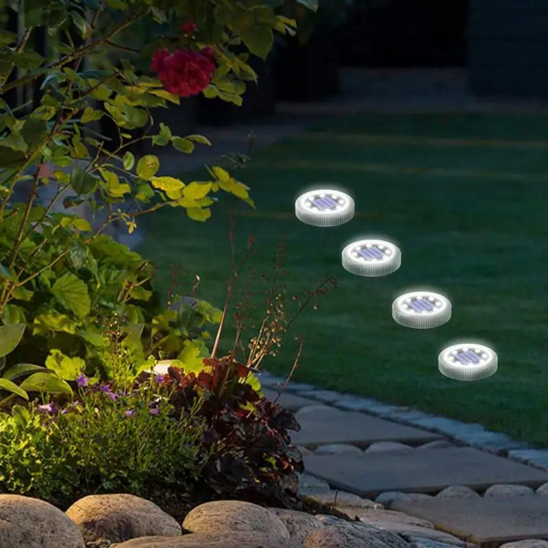 أضواء الأرض الشمسية 4X أضواء الشمسية المسطحة في الهواء الطلق مقاوم للماء مشرق LED Pathlight حصة فانوس للمناظر الطبيعية الحديقة ساحة سطح السفينة #2