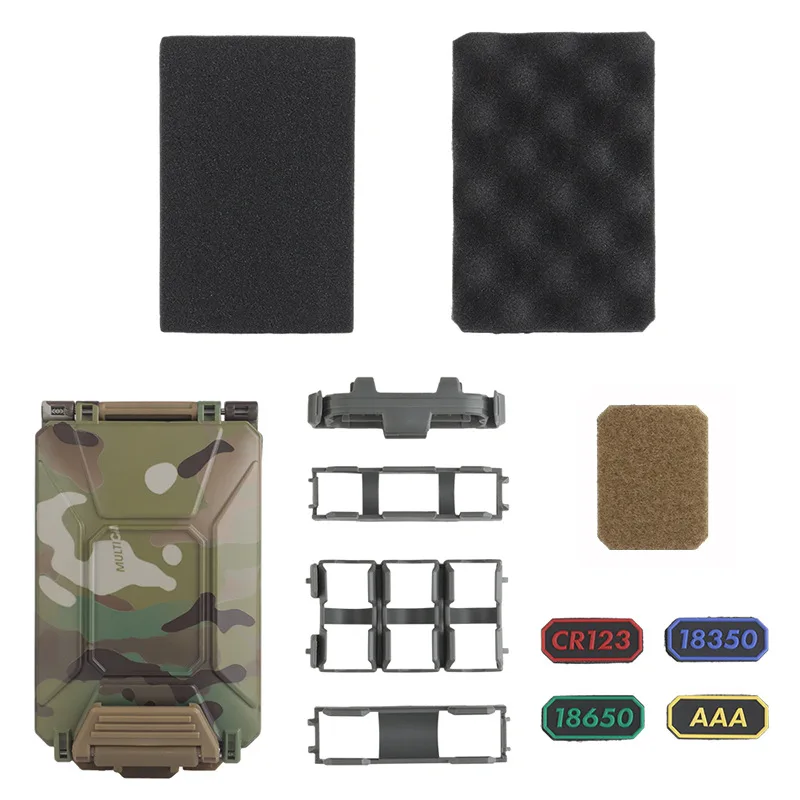 

Tactical Modular Battery Box with Keyhole on the Back Molle Battery Case Waterproof Dust-proof Battery Pouch for AAA 19650 18350