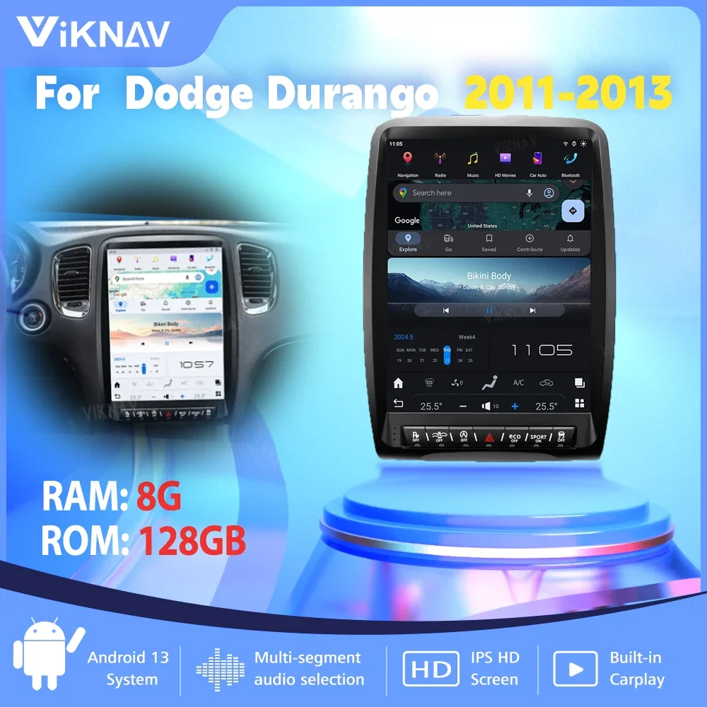 Viknav 13.8 Inch Android 13 Car Radio For Dodge Durango 2014-2016 GPS Navigation Carplay Multimedia Player Auto Stereo Head Unit