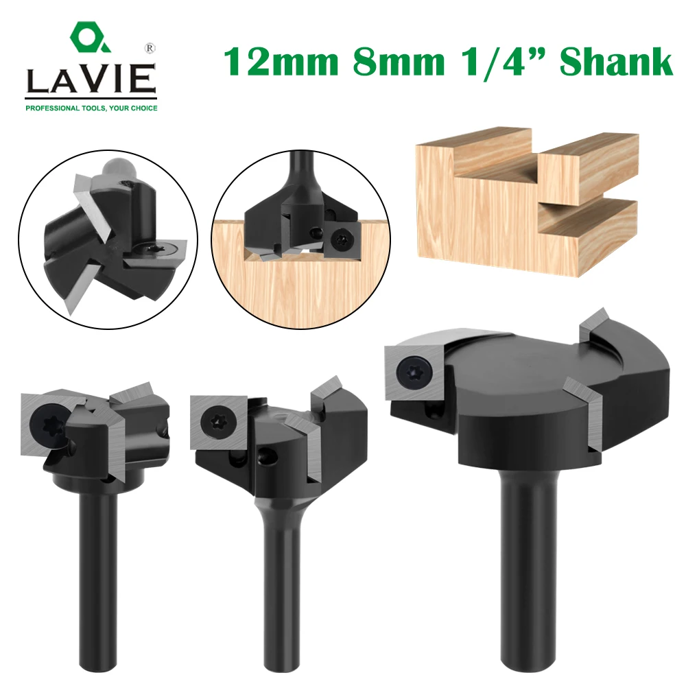 

LAVIE 1/4 8mm 12mm Shank 1PC Router Bit With Milling Cutter Cemented Carbide Woodworking Bit Spoilboard Disassemble Drill