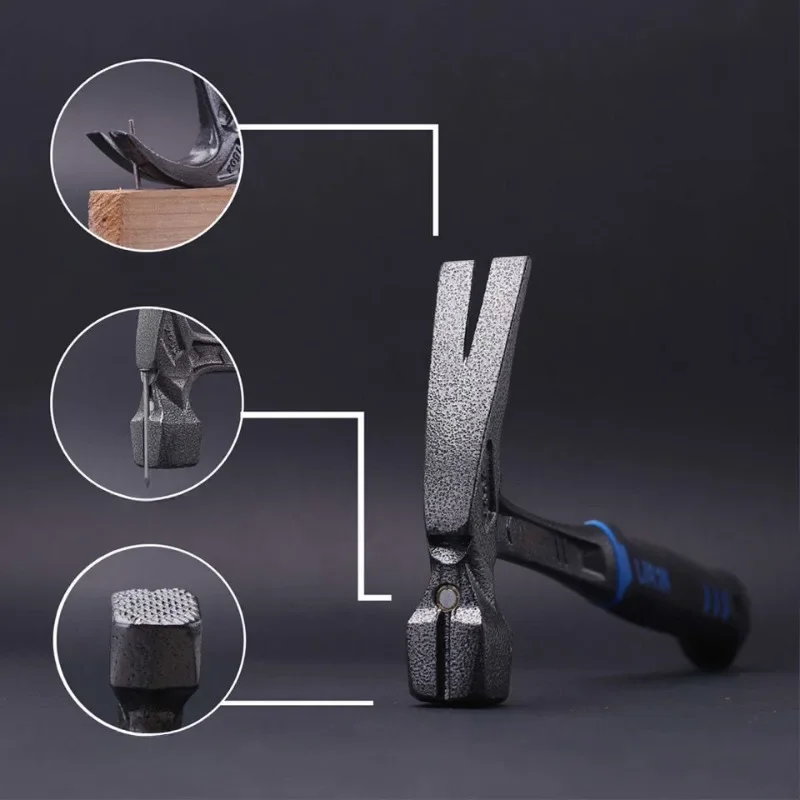 High-carbon Steel One-piece Claw Hammer Construction Site Carpenter Hammer Magnetic Multifunction Industrial Grade Hand Tools