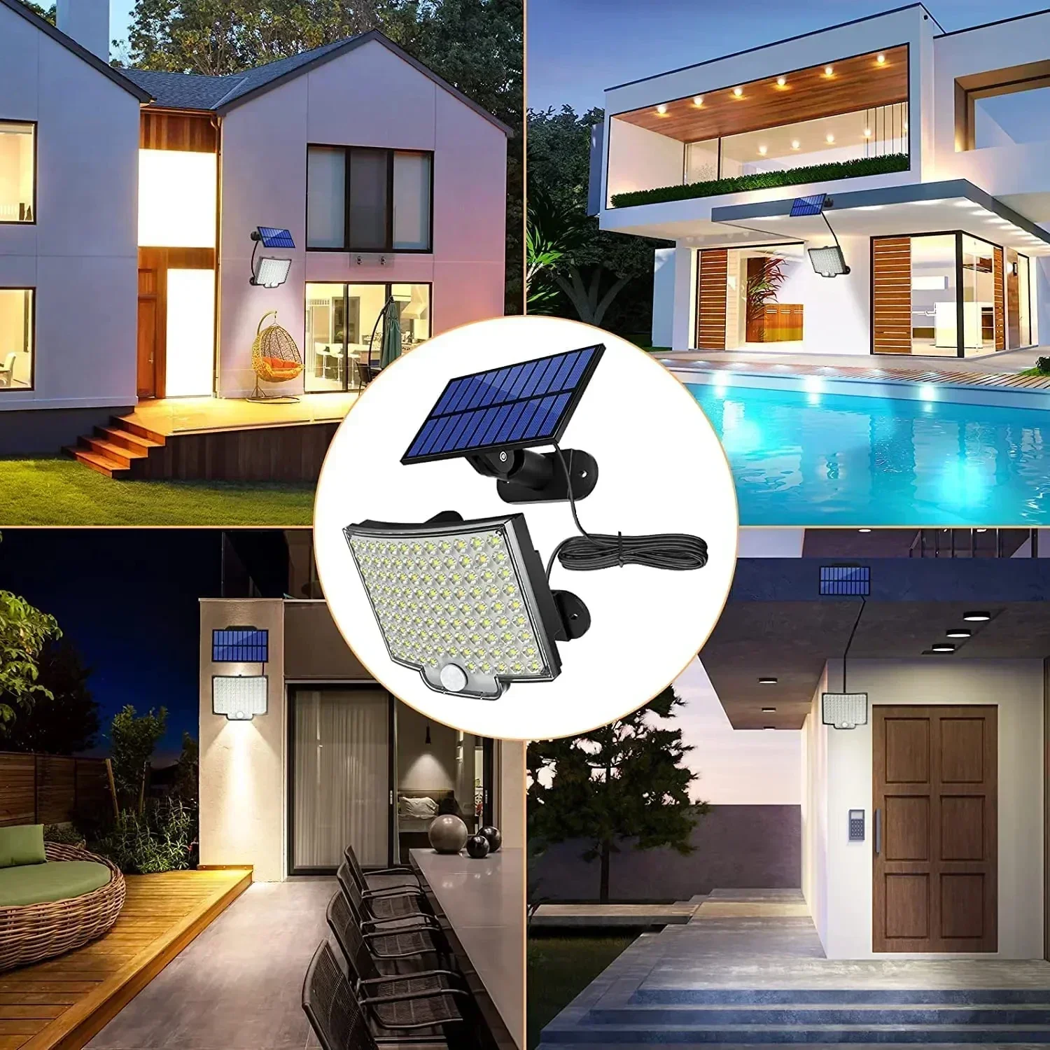 3 Modes for Patio Garage Backyard Lamps 106LED Split Solar Light Outdoor Waterproof with Motion Sensor Floodlight Remote Control