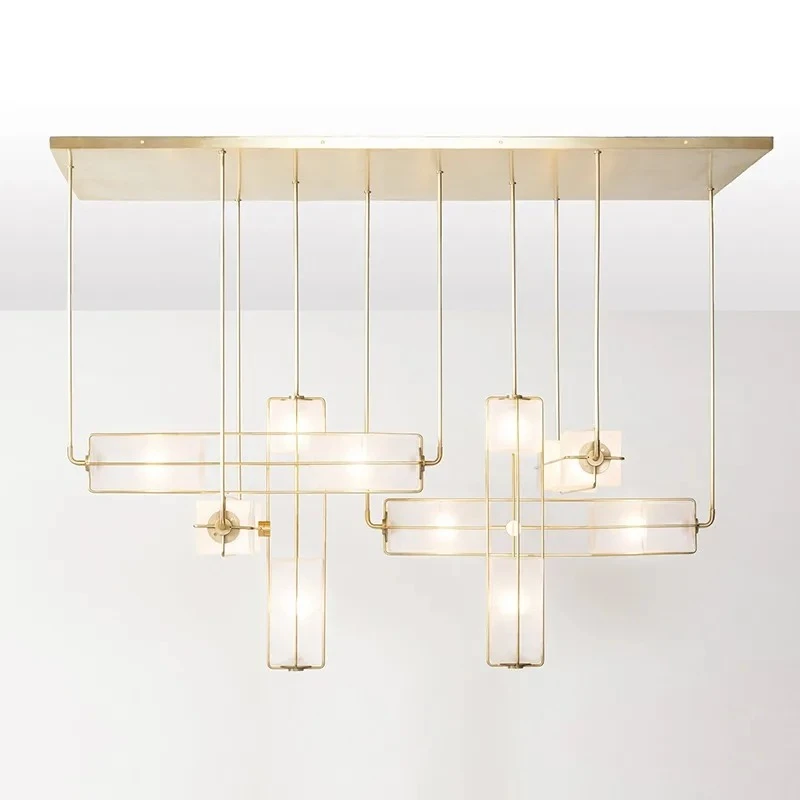 MZISOSOD for Hotel Lobby Pendant Light Modern Minimalist Square Ceiling Lamp for Study Tea Room
