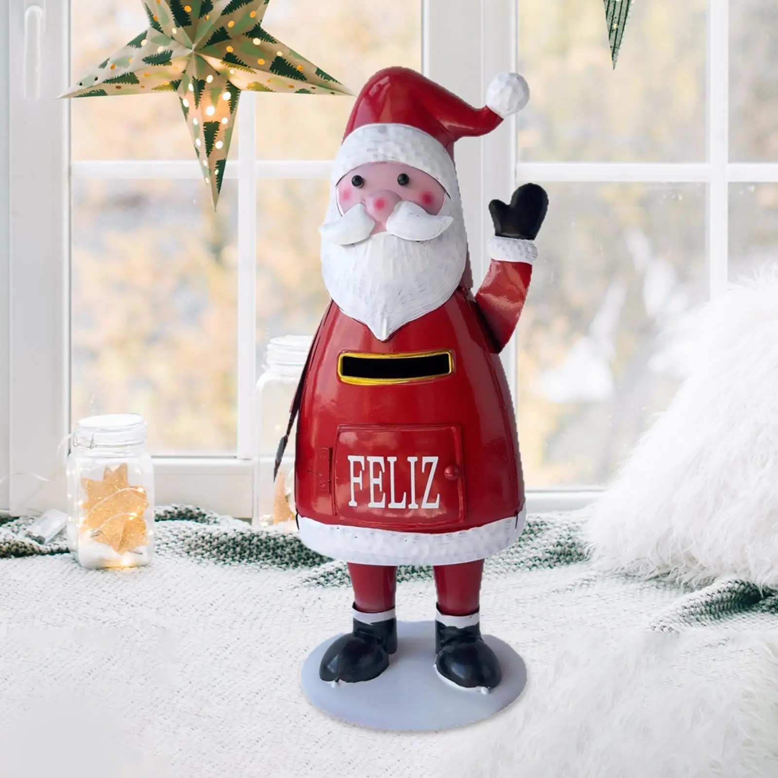 

Christmas Mailbox Iron Weatherproof Decoration Gifts Newspaper Holder Letterbox Postbox for Yard Home Front Door Holiday Office