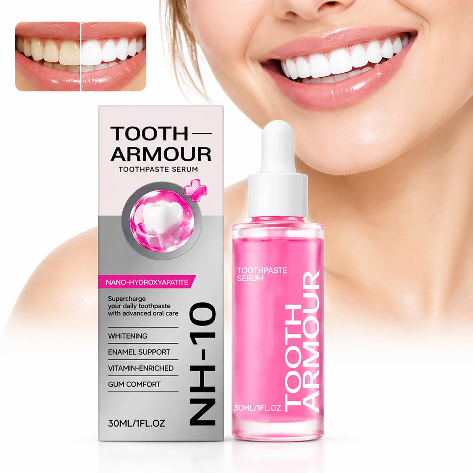 30ml Nano-Hydroxyapatite Teeth Whitening Serum Deep Clean Stains Cavity Bright Teeth Care Nicotinamide Tooth Serum Daily Use