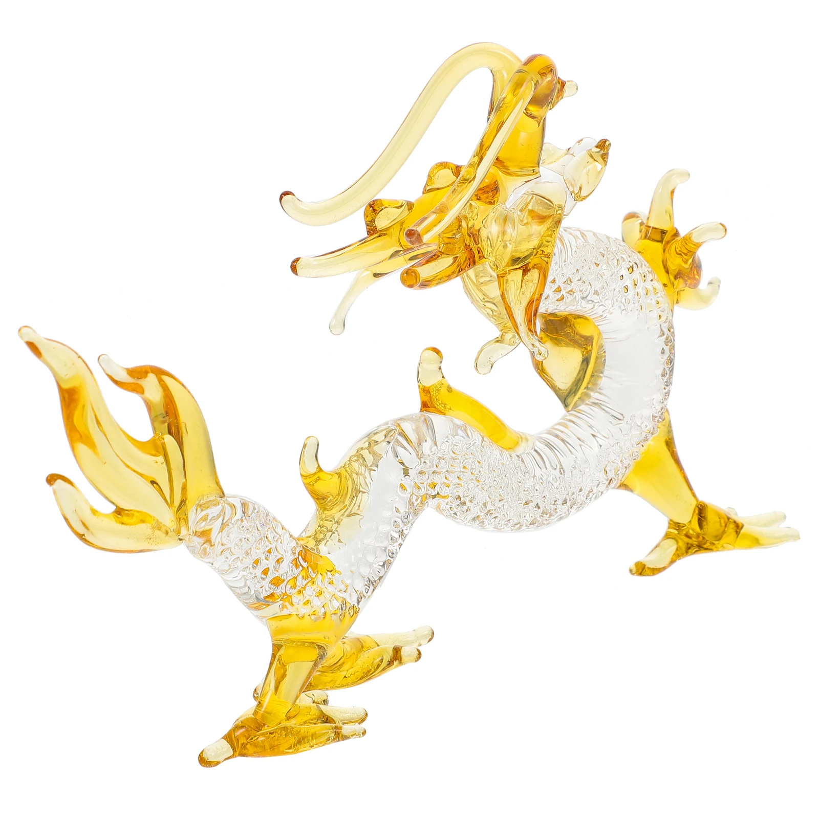 

Glass Dragon Sculpture Desktop Chinese Zodiac Dragon Ornament Flat Bottom Desk Decoration Elegant Home Art Display Lucky Charm