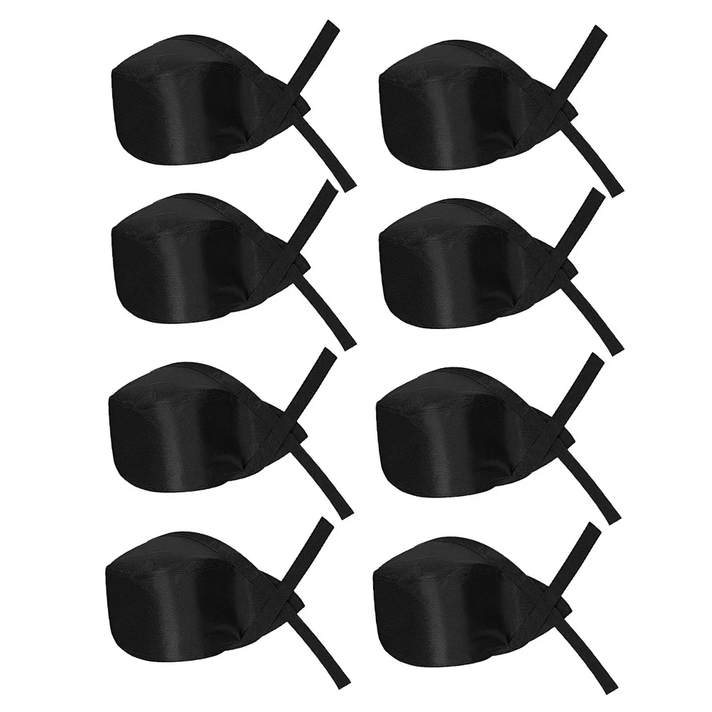 8 pçs preto chef chapéus elástico cozinhar bonés unisex cozinha cozinhar chapéus restaurante grill servindo uniforme bonés capa de cabelo