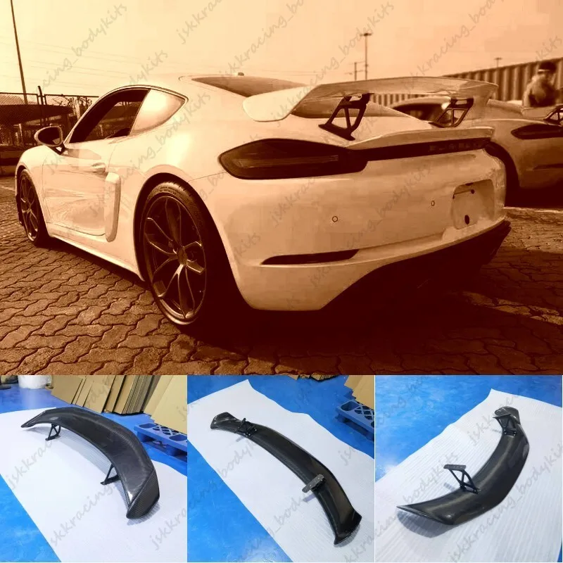 

For Porsche 16+ Boxster 718 Cayman 982 Carbon fiber Rear Trunk GT Spoiler Lip