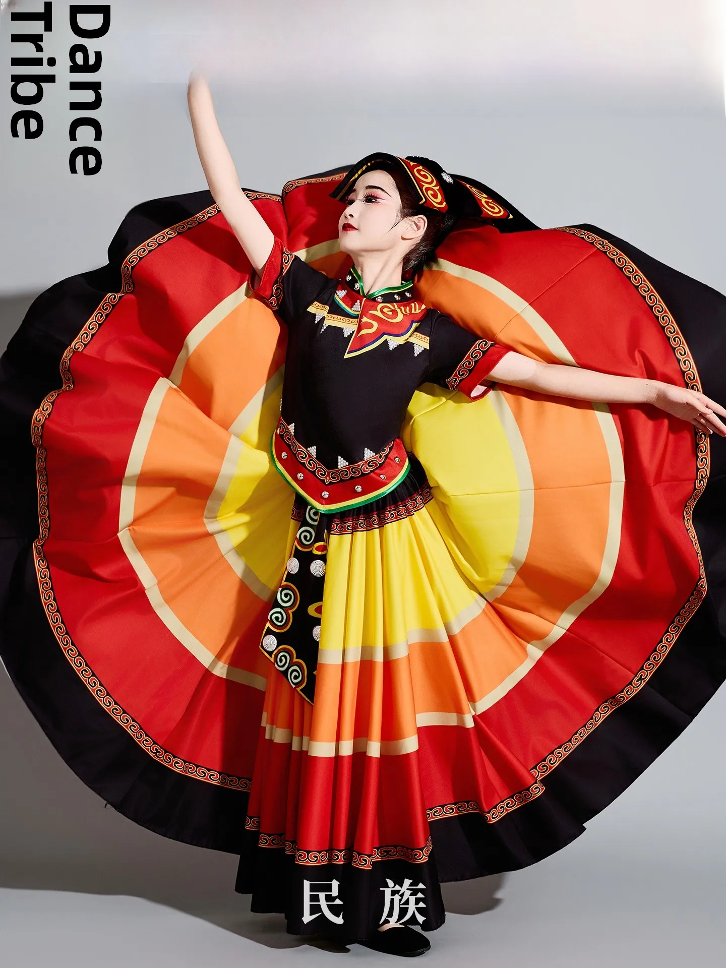

Children's Dance Performance Costume Set New Sle Women's Large Skirt Ethnic Clothing Stage Performance Outfit Tujia
