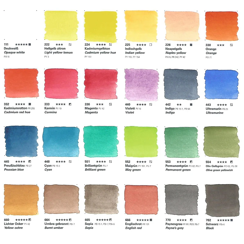 Akademi Kelas 15Ml/0.5Oz Tabung Cat Air Ekstra Halus Transparansi Yang Baik untuk Lukisan Seni Siswa Seniman Perlengkapan Menggambar