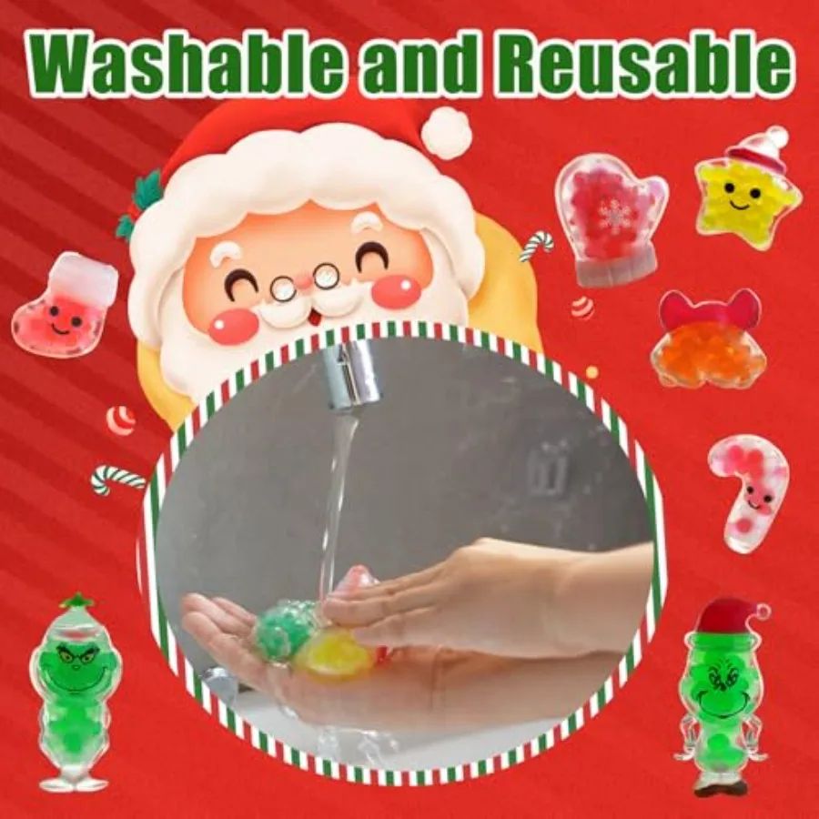 42 قطعة من كرات الضغط الإسفنجية لعيد الميلاد - ألعاب تململ إسفنجية لتخفيف التوتر الحسي، ألعاب تخزين عيد الميلاد #3