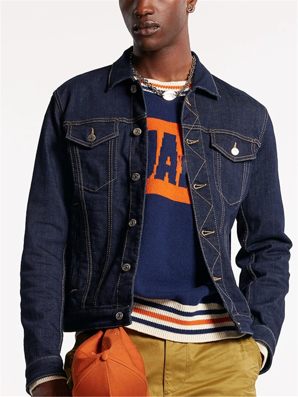 

7001, осенне-зимняя новая джинсовая куртка D2, модная приталенная мужская куртка с брызгами тушью и карманами, украшение