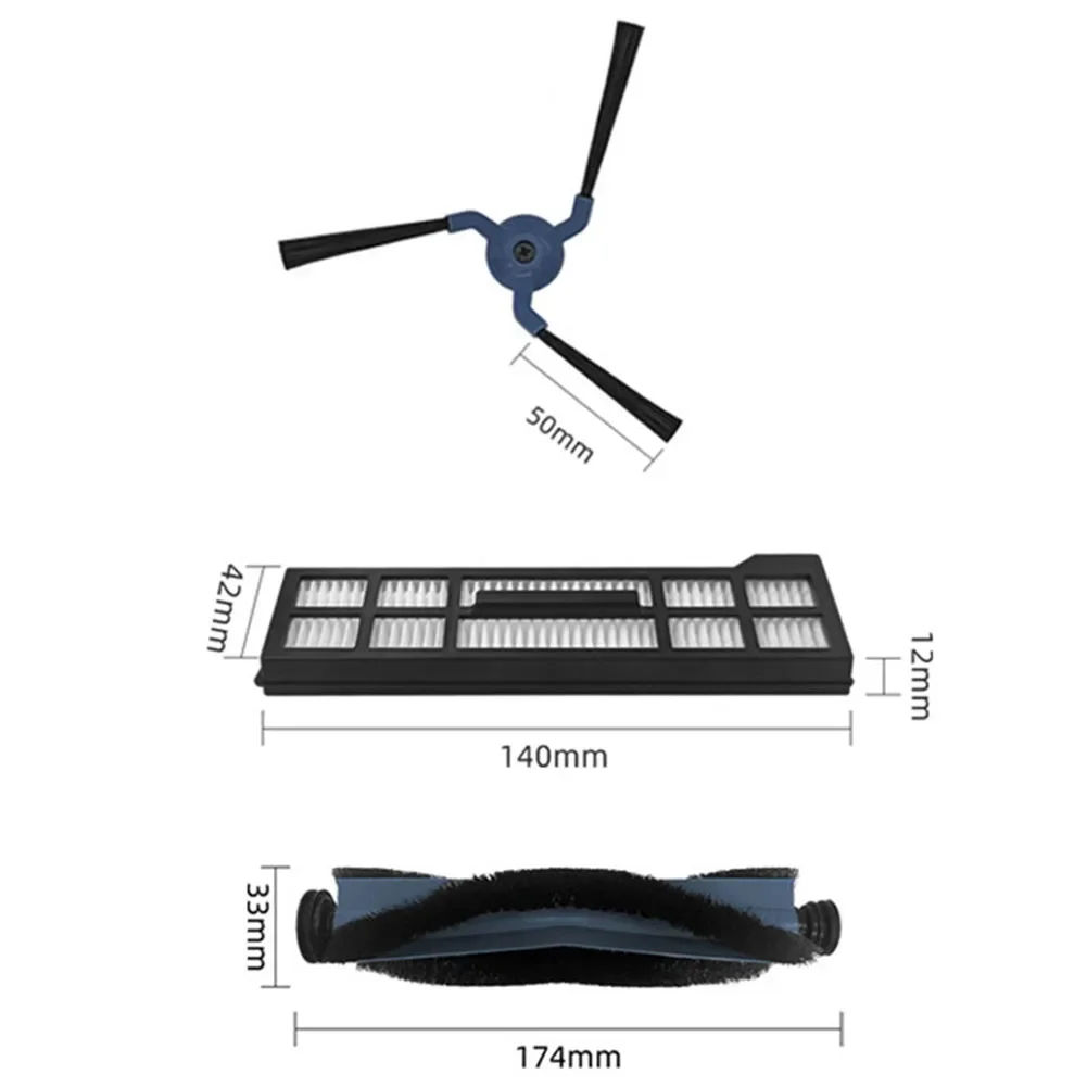 Aspirador de Peças Acessórios Kit, Escova Principal, Filtro, Escovas Laterais, Robot Mop, Limpeza Robótica, Apto para Eufy X10 PRO