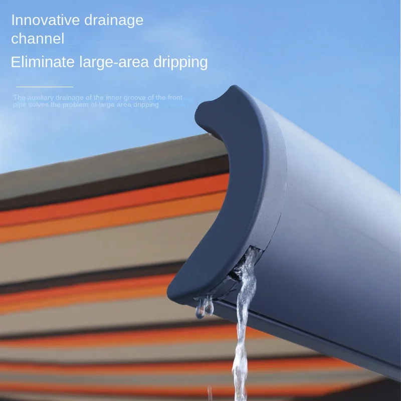 

Outdoor Electric Sunshade CanopyFull Box Electric Intelligent Retractable Luxury Awning Canopy Powder Coated Acrylic For Foreign