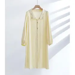 Summer Nightgown Home Clothing Casual Sleepwear Dress Bathrobe Lingerie Women Nightshirts Dressing Gown Lapel Shirt Sleepdress