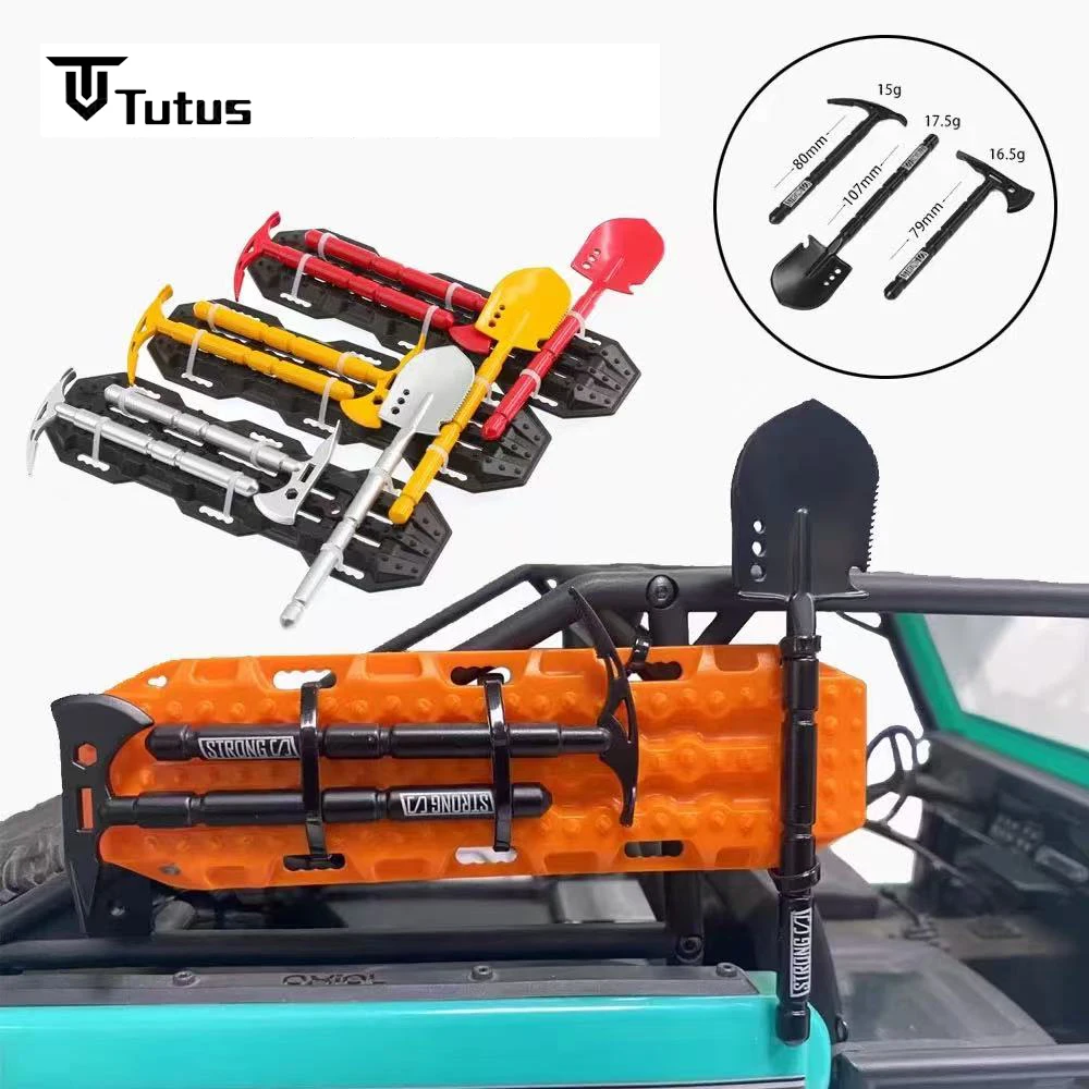 1/10 1/8 rc rastreador carro trx4 defender rc4wd d90 axial scx10 mk07 tanque 300 simulação pá conjunto de três peças peças decorativas