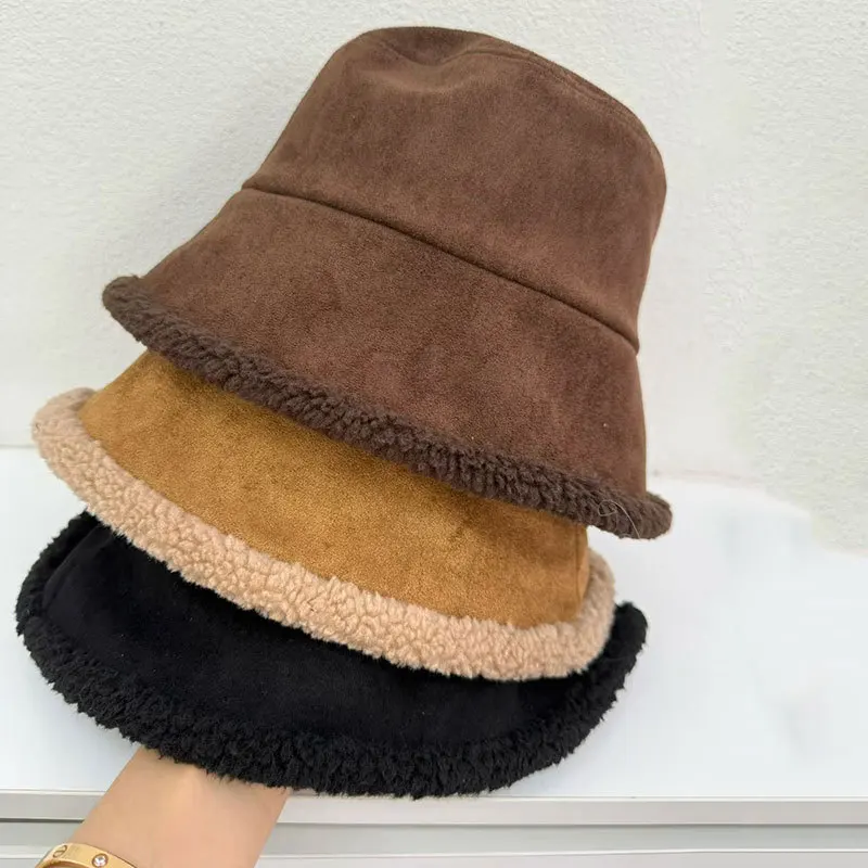 

Bucket Hat Women Autumn Winter Brim Warm Accessory For Outdoors