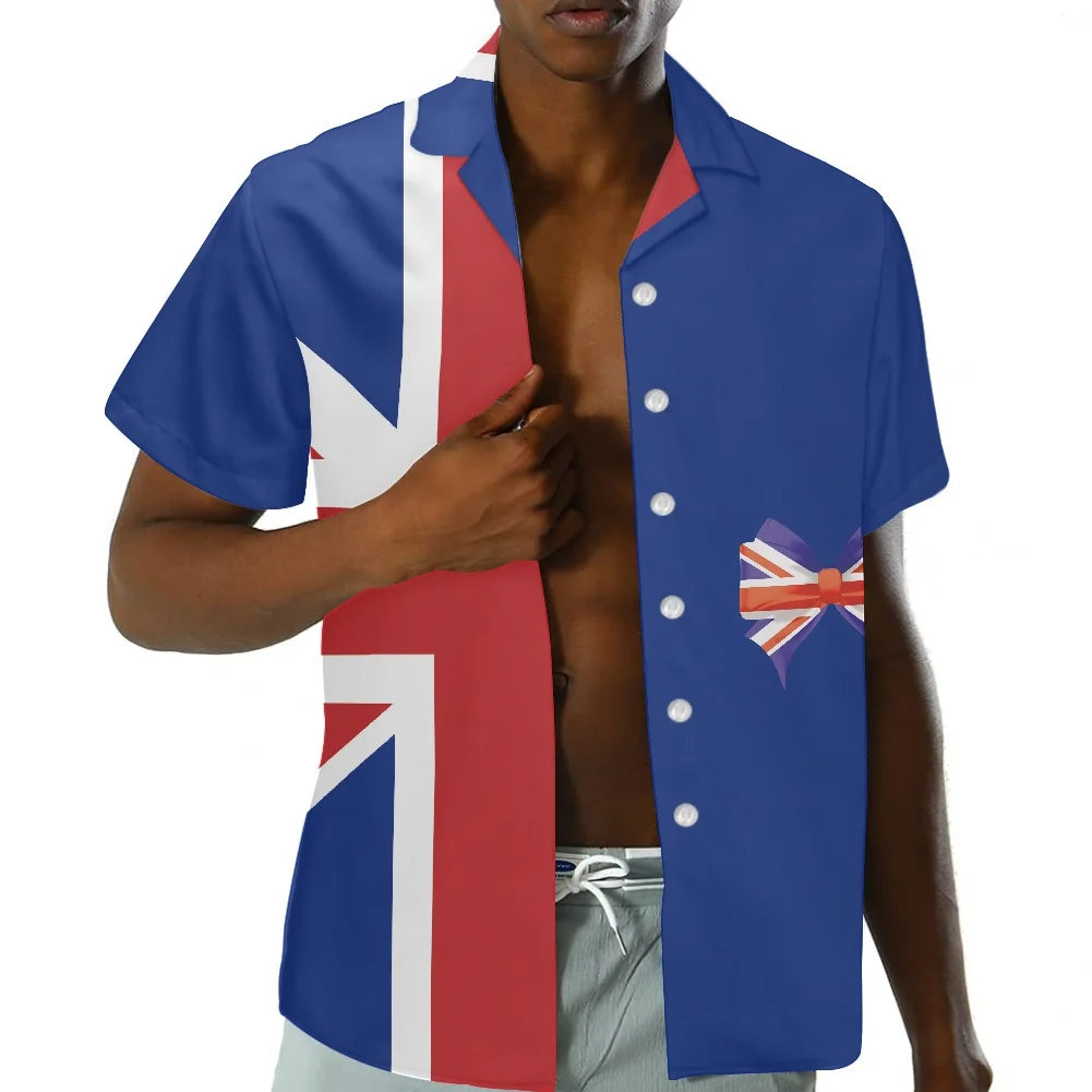 

NOISYDESIGNS 2022 Loose Breathable British Elements Trendy Cool Fashion Shirts Beach Party Tops Short Sleeves Summer Men Shirts